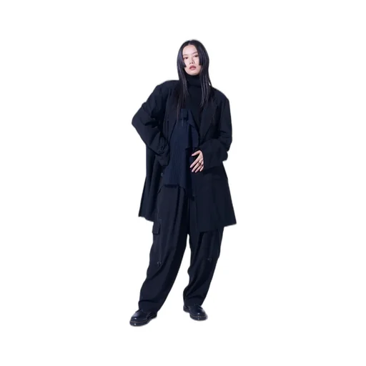 Pe/Gabardine Zipper-Taped Long Jacket