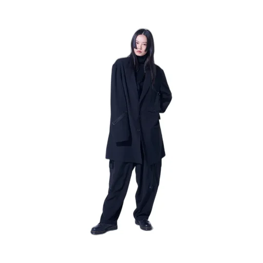 Pe/Gabardine Zipper-Taped Long Jacket