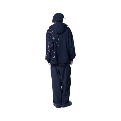 French Terry Splash Painted Zip-Up Hoodie Red