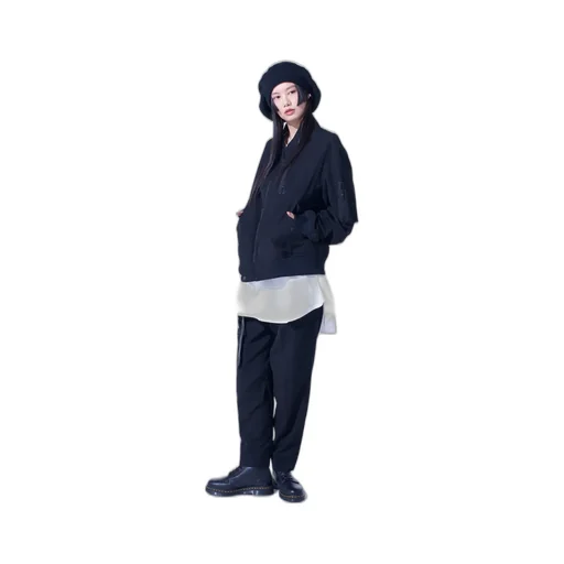Pe/Gabardine Zipper-Taped Bomber Jacket