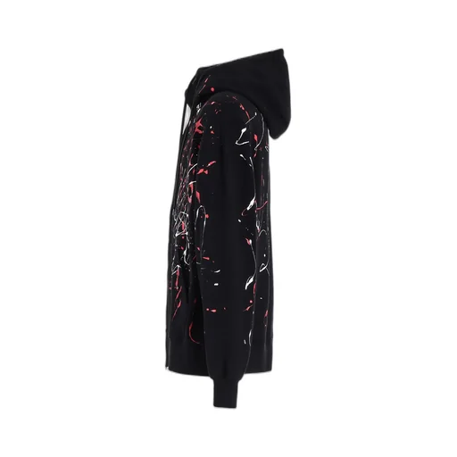 French Terry Splash Painted Zip-Up Hoodie Red
