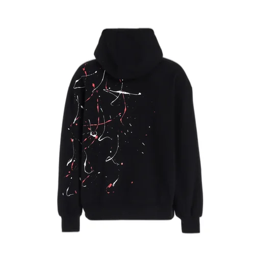 French Terry Splash Painted Zip-Up Hoodie Red