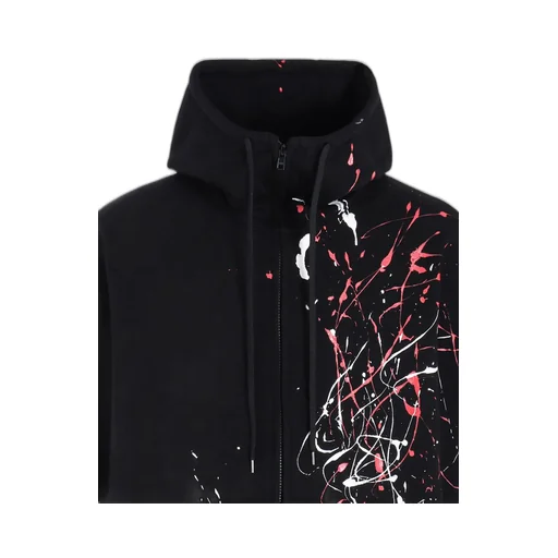 French Terry Splash Painted Zip-Up Hoodie Red