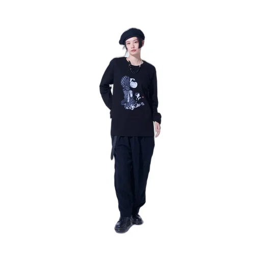 Ukiyo-E Graphic Long-Sleeved T-Shirt Flowers And Lanterns