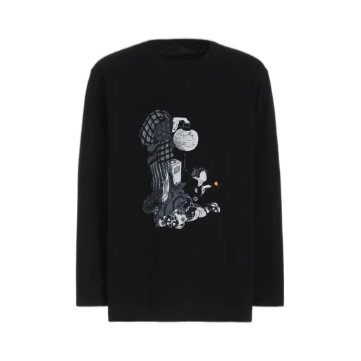 Ukiyo-E Graphic Long-Sleeved T-Shirt Flowers And Lanterns
