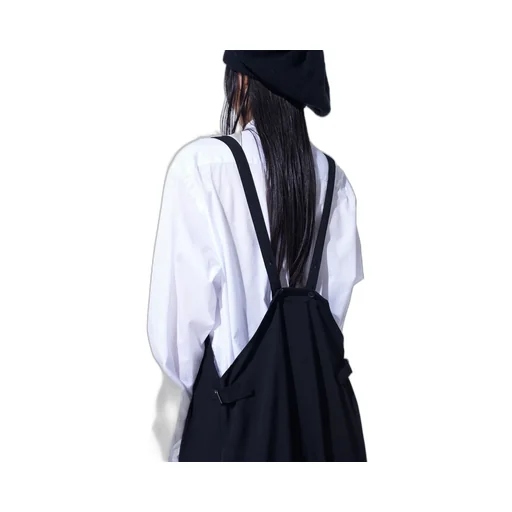 Washer Wool Gabardine Pleated Shoulder Strap Dress