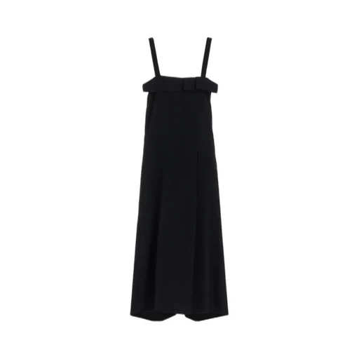 Washer Wool Gabardine Pleated Shoulder Strap Dress