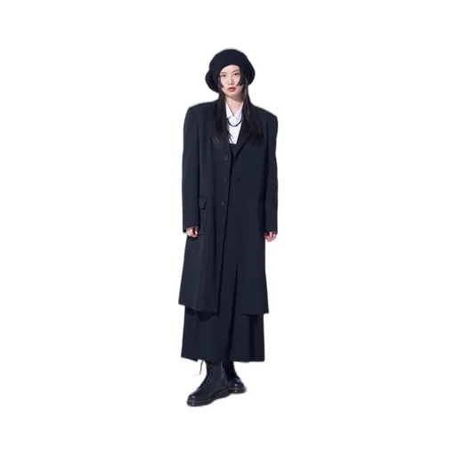 Washer Wool Gabardine Slim Long Jacket