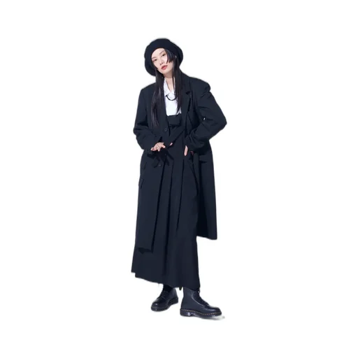 Washer Wool Gabardine Slim Long Jacket