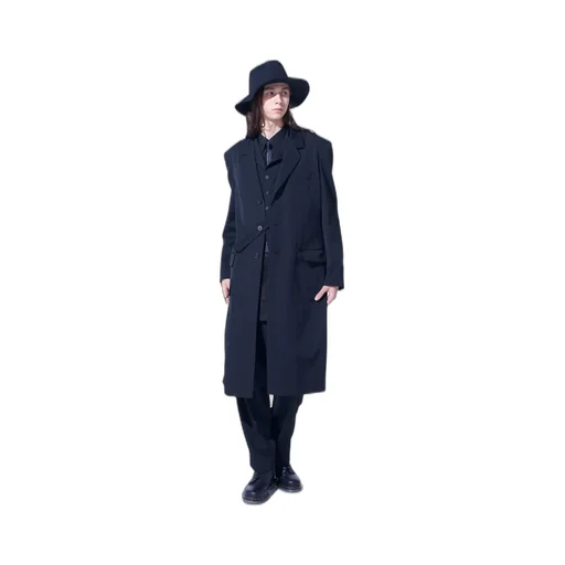 Washer Wool Gabardine Slim Long Jacket
