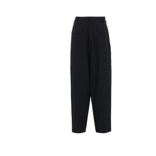 Chambray Viyella Striped Wide Trousers With Side Tape