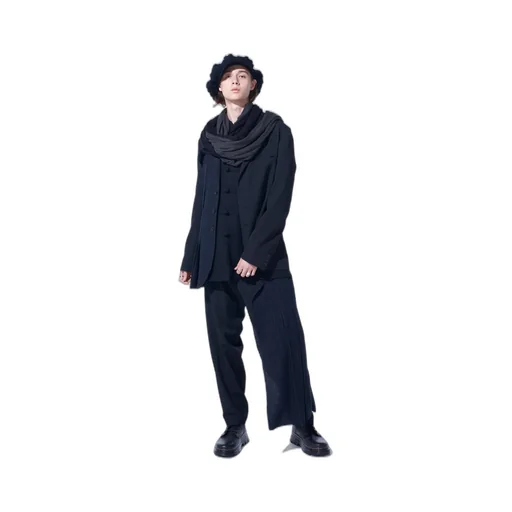 Washer Wool Gabardine Asymmetrical Pleated Jacket