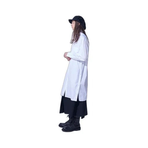Cotton Broad Button Slits Long Shirt