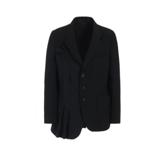 Washer Wool Gabardine Asymmetrical Pleated Jacket