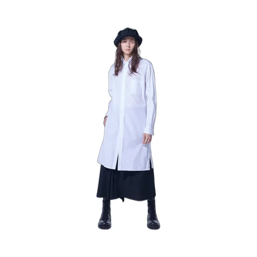 Cotton Broad Button Slits Long Shirt