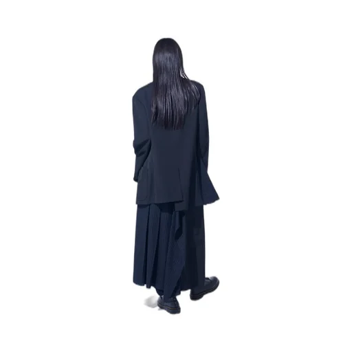 Washer Wool Gabardine Asymmetrical Pleated Jacket