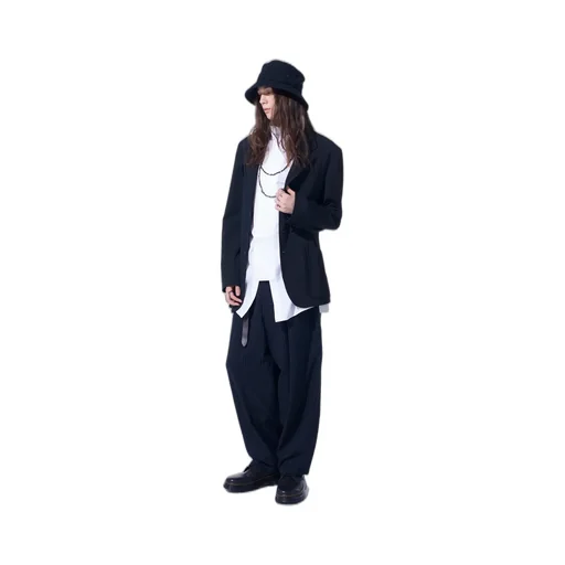 Chambray Viyella Striped Wide Trousers With Side Tape
