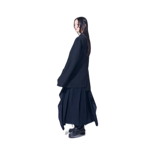 Washer Wool Gabardine Asymmetrical Pleated Jacket