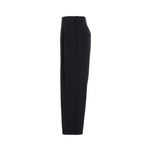 Chambray Viyella Striped Wide Trousers With Side Tape