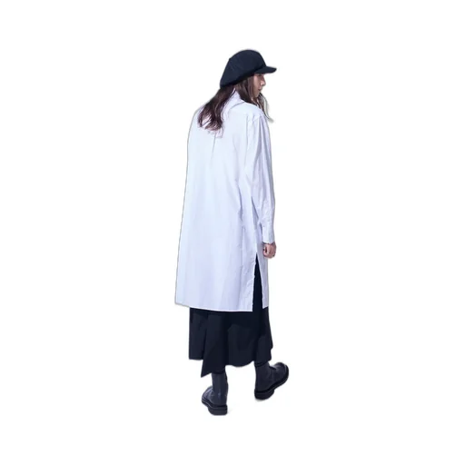 Cotton Broad Button Slits Long Shirt