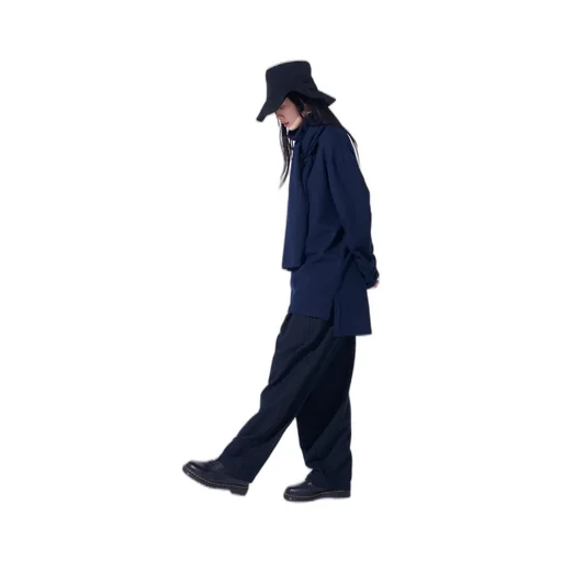 Chambray Viyella Striped Wide Trousers With Side Tape