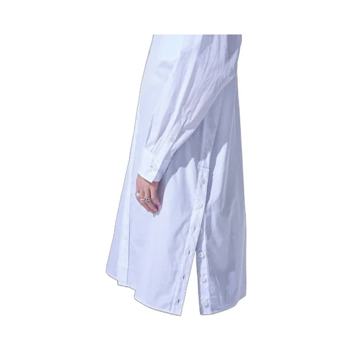 Cotton Broad Button Slits Long Shirt