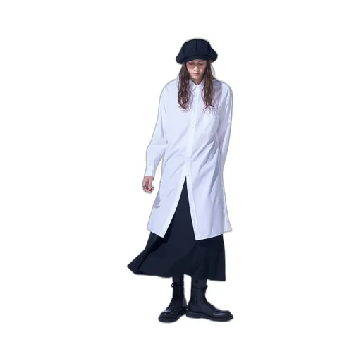 Cotton Broad Button Slits Long Shirt