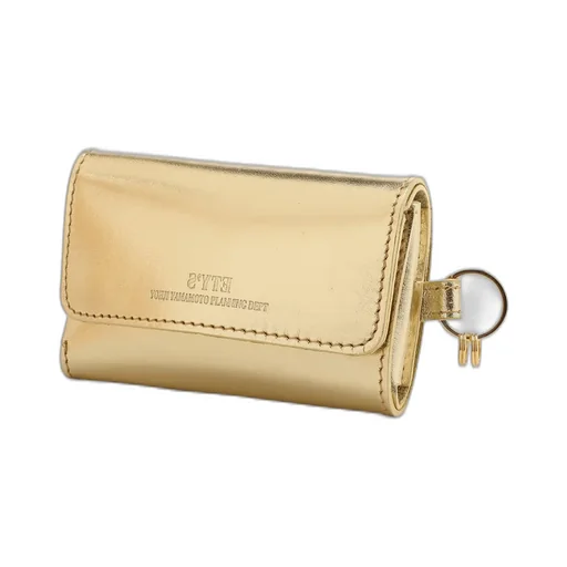 Gold Foil Print Leather Tri-Fold Mini Wallet