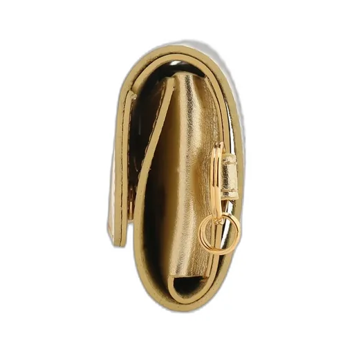 Gold Foil Print Leather Tri-Fold Mini Wallet