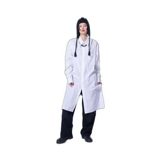 Cotton Broad Button Slits Long Shirt