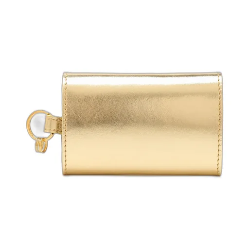 Gold Foil Print Leather Tri-Fold Mini Wallet