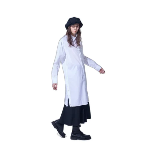 Cotton Broad Button Slits Long Shirt