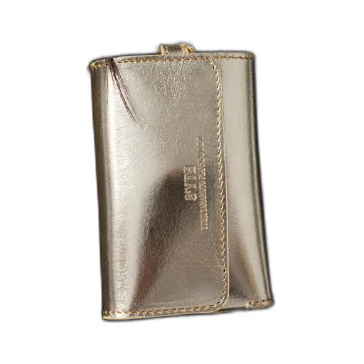 Gold Foil Print Leather Tri-Fold Mini Wallet