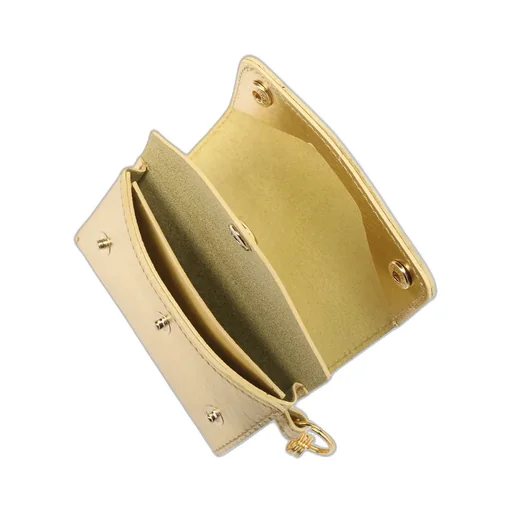 Gold Foil Print Leather Tri-Fold Mini Wallet
