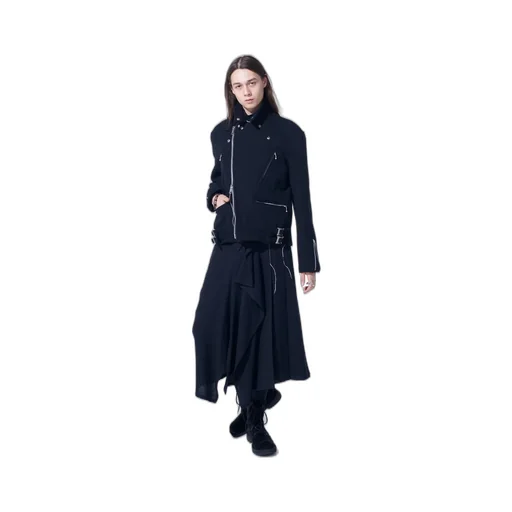 Double-Weave Melton Oversized Motorcycle Jacket