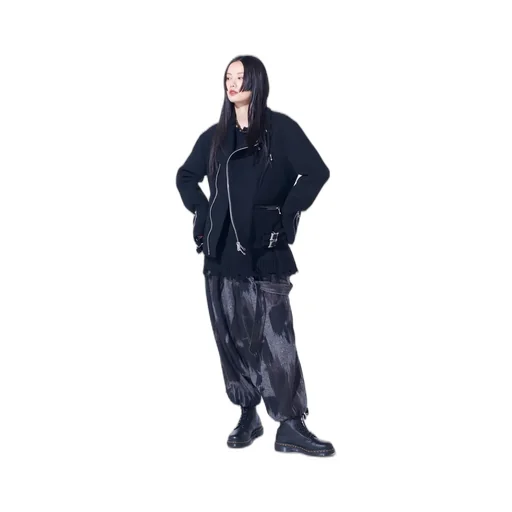 Double-Weave Melton Oversized Motorcycle Jacket