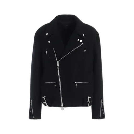 Double-Weave Melton Oversized Motorcycle Jacket