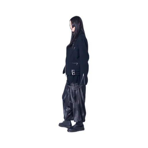 Double-Weave Melton Oversized Motorcycle Jacket