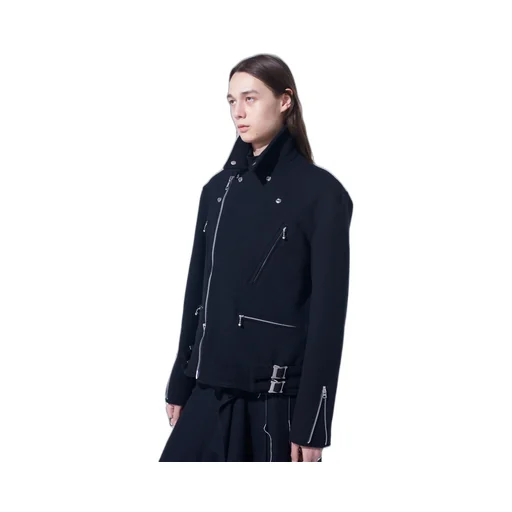 Double-Weave Melton Oversized Motorcycle Jacket