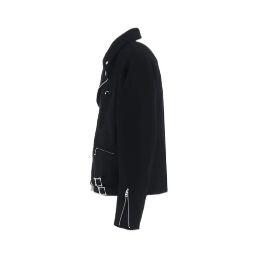 Double-Weave Melton Oversized Motorcycle Jacket