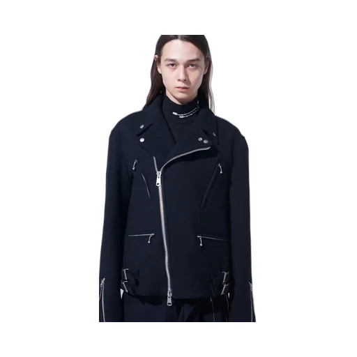 Double-Weave Melton Oversized Motorcycle Jacket