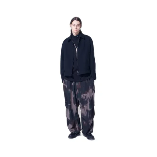 Double-Weave Melton Oversized Zipper Blouson