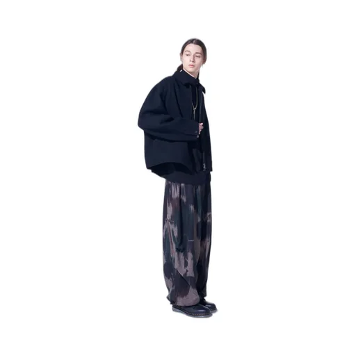 Double-Weave Melton Oversized Zipper Blouson