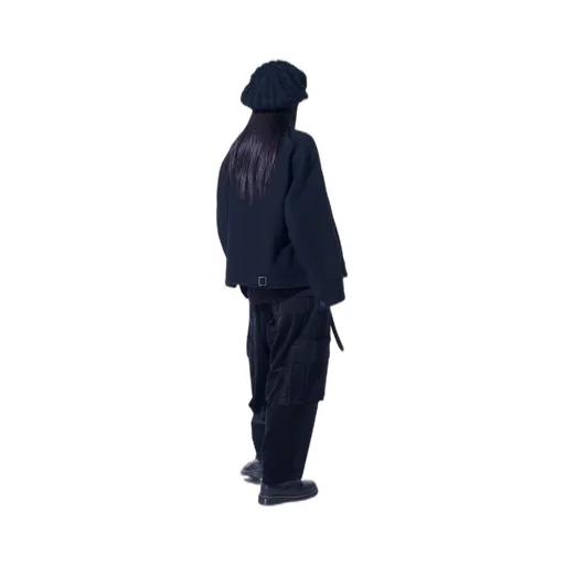 Double-Weave Melton Oversized Zipper Blouson
