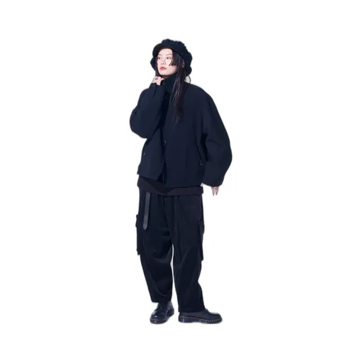 Double-Weave Melton Oversized Zipper Blouson
