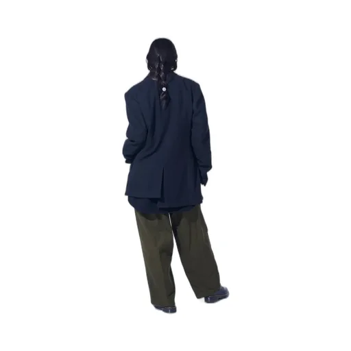 Wool Viyella Asymmetrical Pleated Jacket