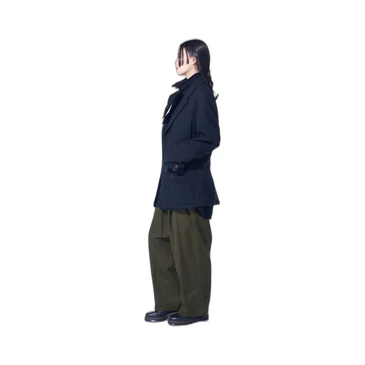 Wool Viyella Asymmetrical Pleated Jacket
