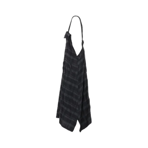 Fulling Finished Shadow Check Pleated Shoulder Strap Dress