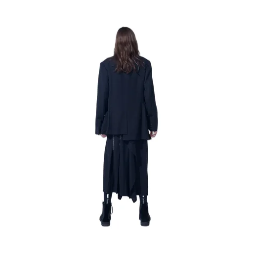 Wool Viyella Asymmetrical Pleated Jacket