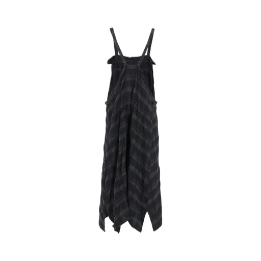 Fulling Finished Shadow Check Pleated Shoulder Strap Dress